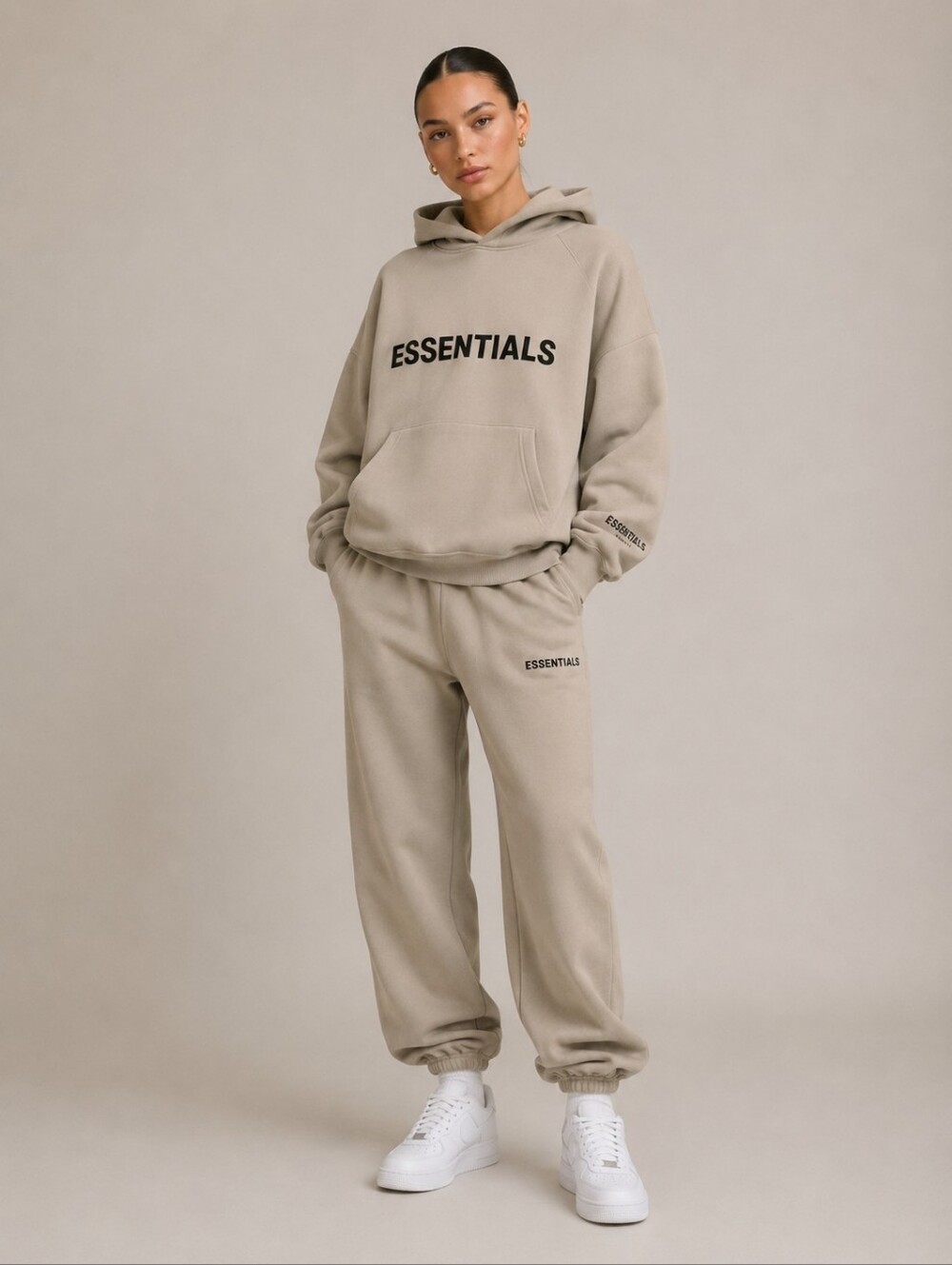 Essentials Fear Of God Khaki Sweatshirt Hoodie Size S
